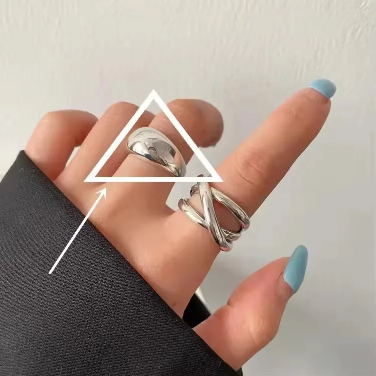 Eleganta 925 Sterling Silver Ringar | Geometrisk Multilager Rund Pärl Design Dam