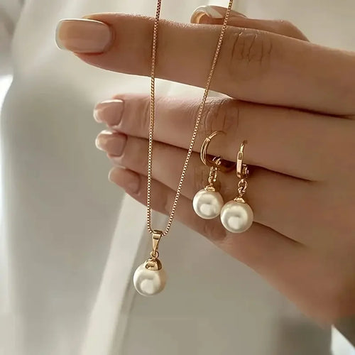 Eleganta Pärl Smycken Set | Stilrent Hänge och Dinglarörhängen för Fest Dam