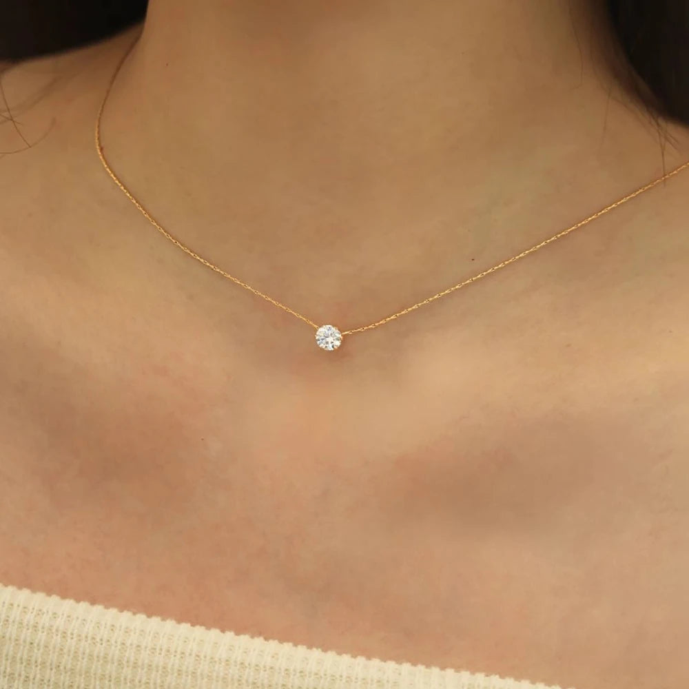 Minimalistiska Guldpläterad Halsband | Elegant Rund Design med Zirkon Dam