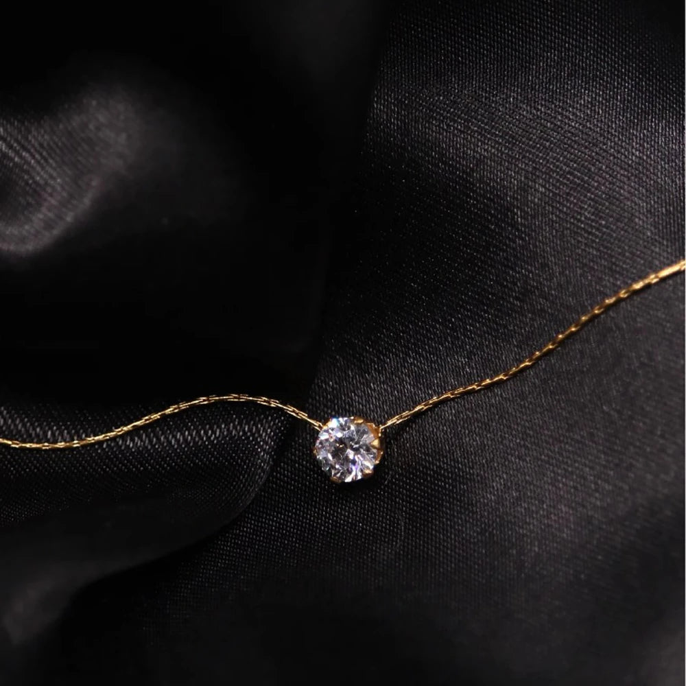 Minimalistiska Guldpläterad Halsband | Elegant Rund Design med Zirkon Dam