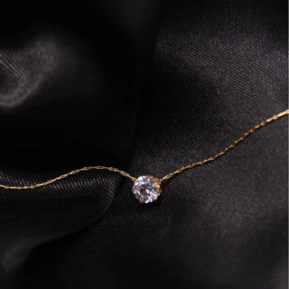 Minimalistiska Guldpläterad Halsband | Elegant Rund Design med Zirkon Dam