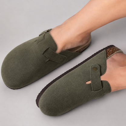 Mocka Clogs Dam – Ergonomiska Tofflor med Fotbädd & Spänne