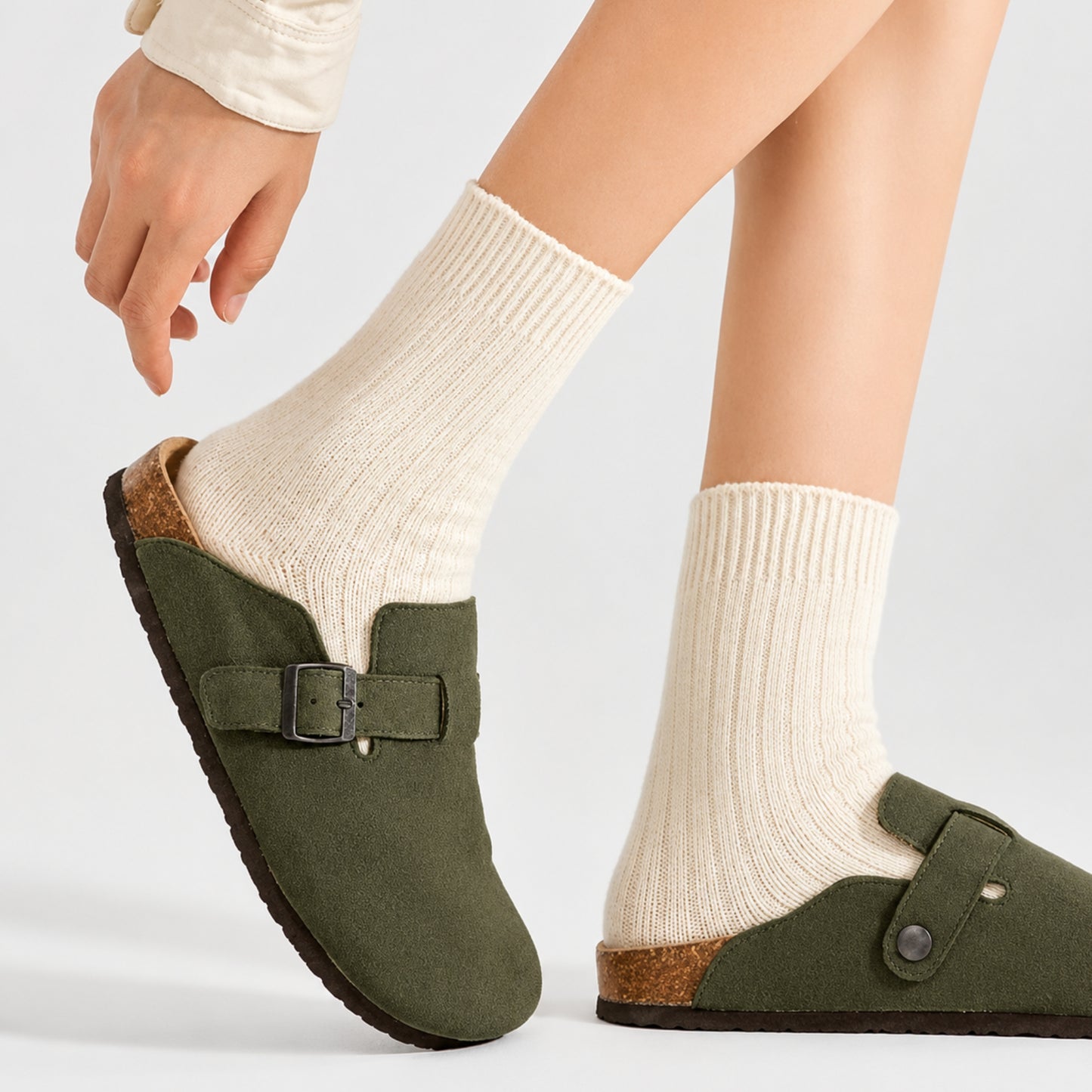 Mocka Clogs Dam – Ergonomiska Tofflor med Fotbädd & Spänne