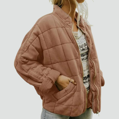 Quiltad Damjacka med Dragkedja – Oversized Vadderad Vår- & Höstjacka för Dam