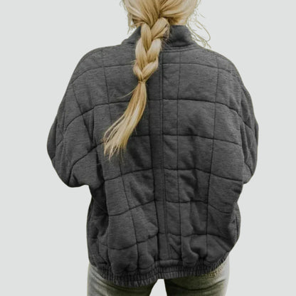 Quiltad Damjacka med Dragkedja – Oversized Vadderad Vår- & Höstjacka för Dam