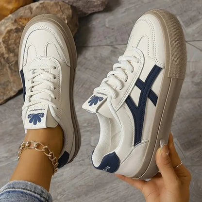 Retro Sneakers för Dam – Bekväma Plattformsskor med Snörning för Vardag och Fritid