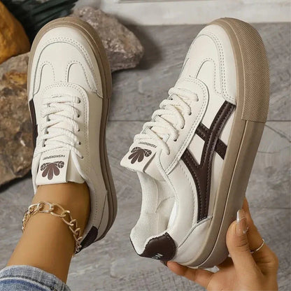 Retro Sneakers för Dam – Bekväma Plattformsskor med Snörning för Vardag och Fritid