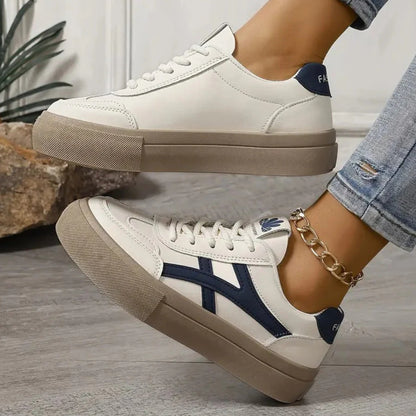 Retro Sneakers för Dam – Bekväma Plattformsskor med Snörning för Vardag och Fritid