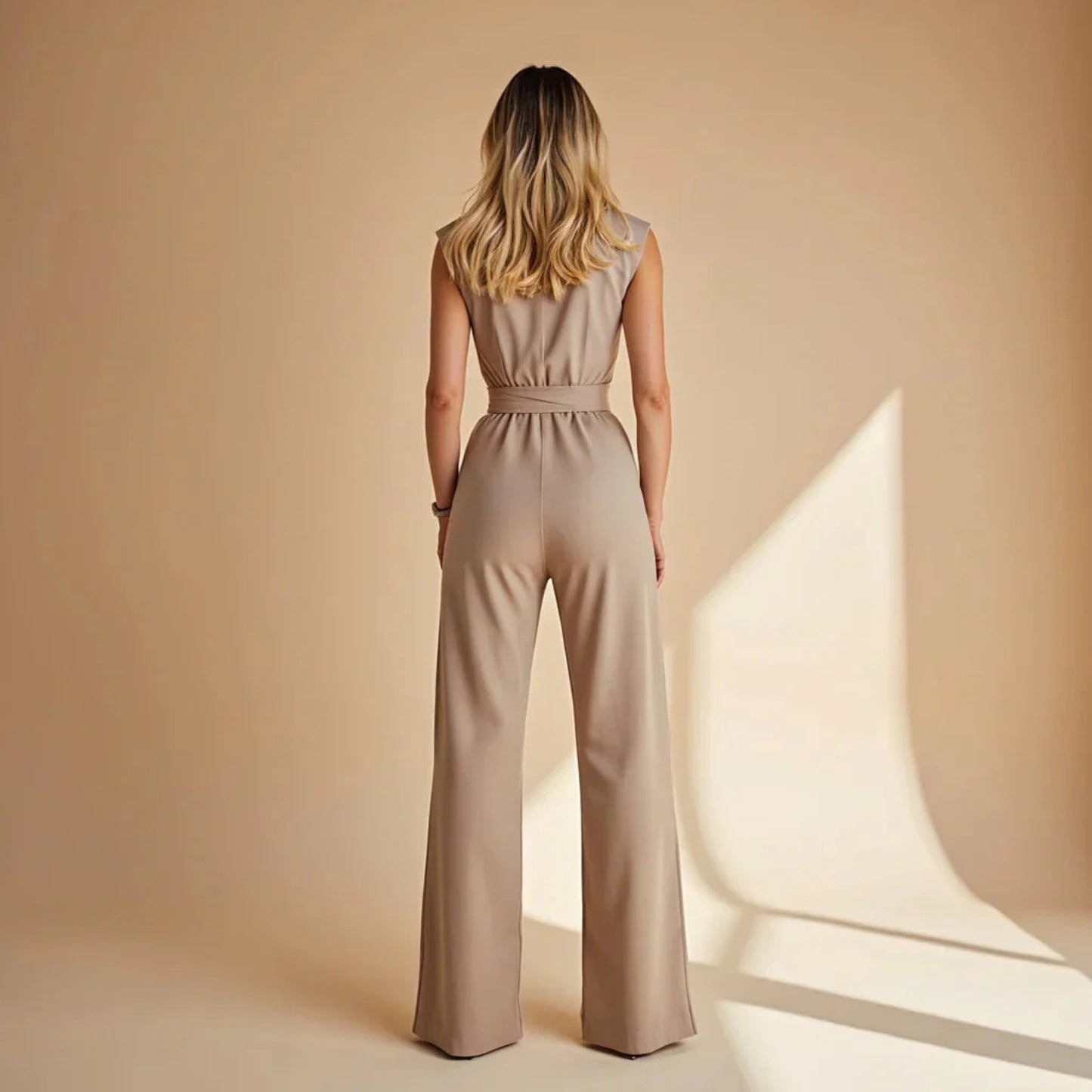 Dam Elegant Ärmlös Jumpsuit med Vida Ben – Sommar Outfit för Vardag & Kontor