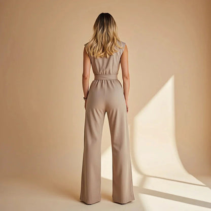 Dam Elegant Ärmlös Jumpsuit med Vida Ben – Sommar Outfit för Vardag & Kontor