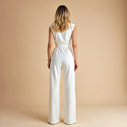 Dam Elegant Ärmlös Jumpsuit med Vida Ben – Sommar Outfit för Vardag & Kontor