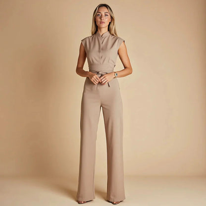 Dam Elegant Ärmlös Jumpsuit med Vida Ben – Sommar Outfit för Vardag & Kontor