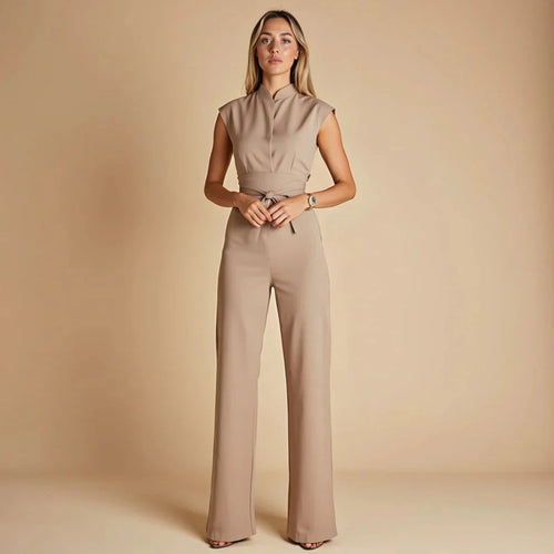 Dam Elegant Ärmlös Jumpsuit med Vida Ben – Sommar Outfit för Vardag & Kontor