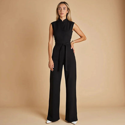Dam Elegant Ärmlös Jumpsuit med Vida Ben – Sommar Outfit för Vardag & Kontor