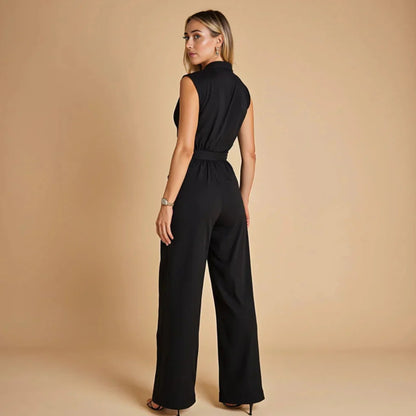 Dam Elegant Ärmlös Jumpsuit med Vida Ben – Sommar Outfit för Vardag & Kontor