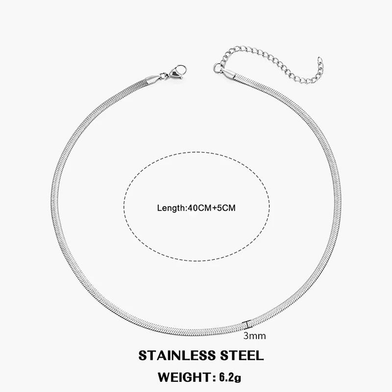 Elegant Stainless Steel Choker Necklace | Modern Herringbone Design in Gold and Silver Dam