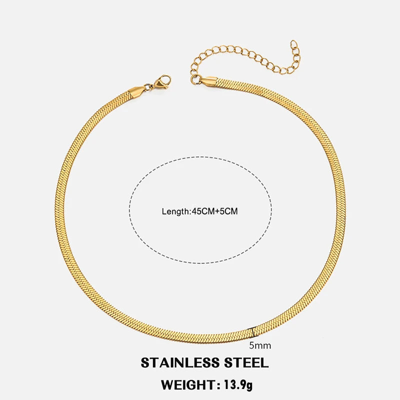 Elegant Stainless Steel Choker Necklace | Modern Herringbone Design in Gold and Silver Dam
