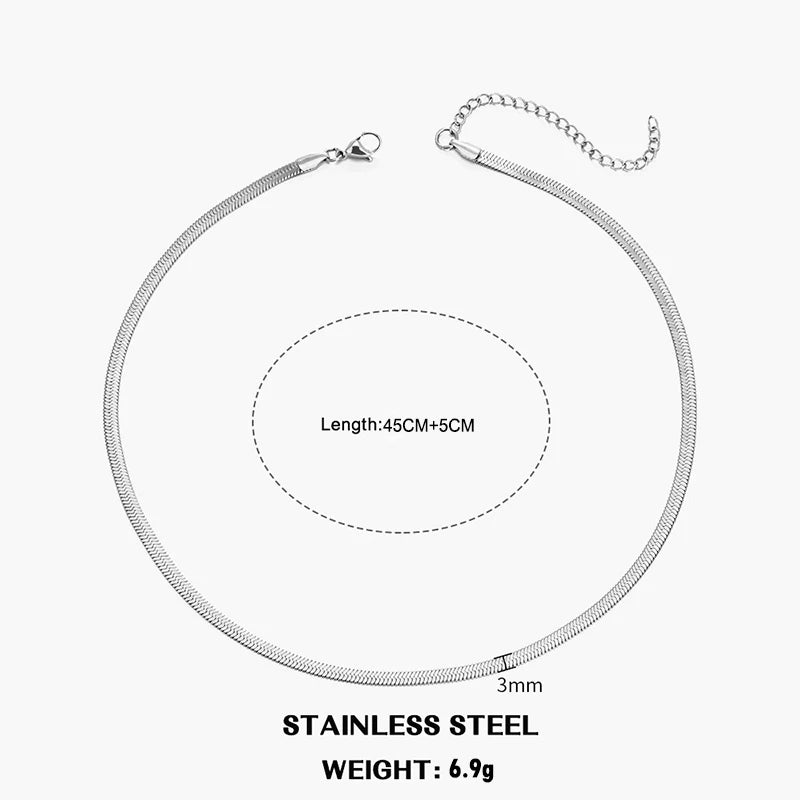 Elegant Stainless Steel Choker Necklace | Modern Herringbone Design in Gold and Silver Dam