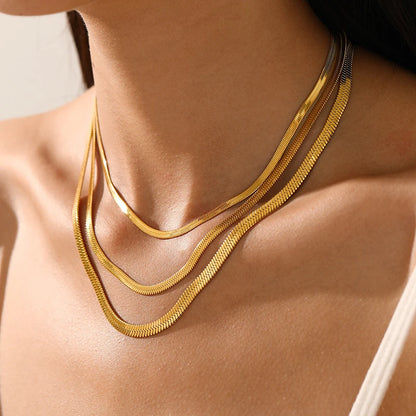 Elegant Stainless Steel Choker Necklace | Modern Herringbone Design in Gold and Silver Dam