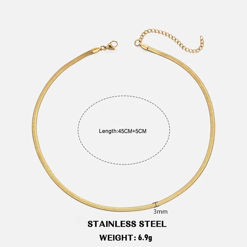 Elegant Stainless Steel Choker Necklace | Modern Herringbone Design in Gold and Silver Dam