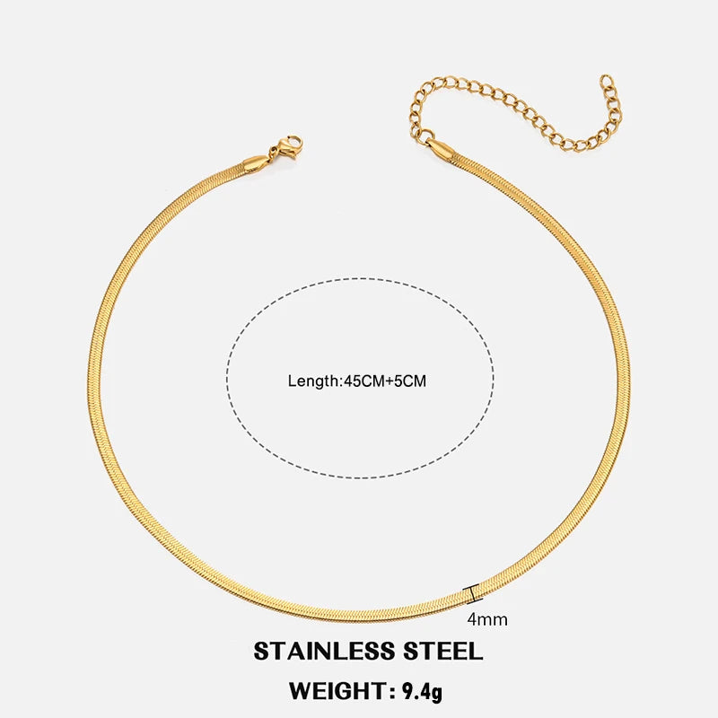 Elegant Stainless Steel Choker Necklace | Modern Herringbone Design in Gold and Silver Dam