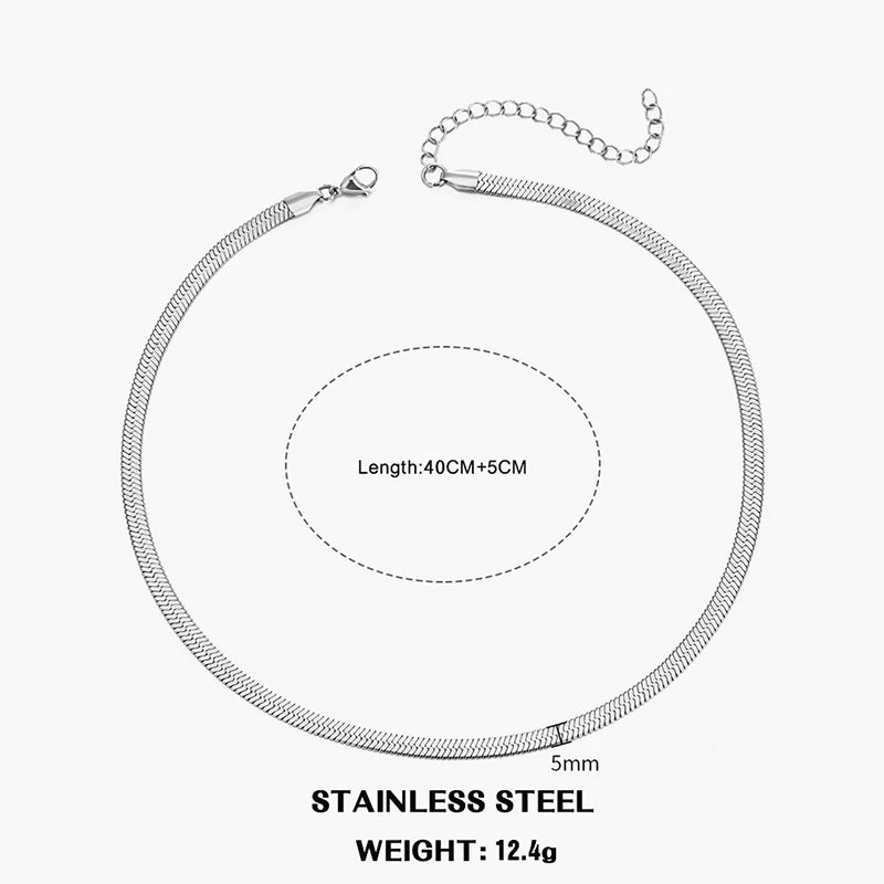 Elegant Stainless Steel Choker Necklace | Modern Herringbone Design in Gold and Silver Dam