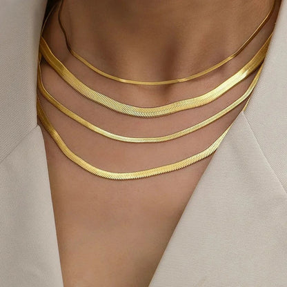 Elegant Stainless Steel Choker Necklace | Modern Herringbone Design in Gold and Silver Dam