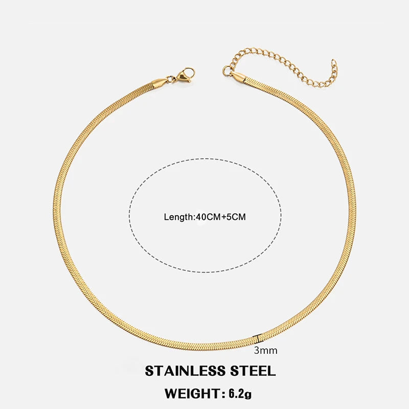 Elegant Stainless Steel Choker Necklace | Modern Herringbone Design in Gold and Silver Dam