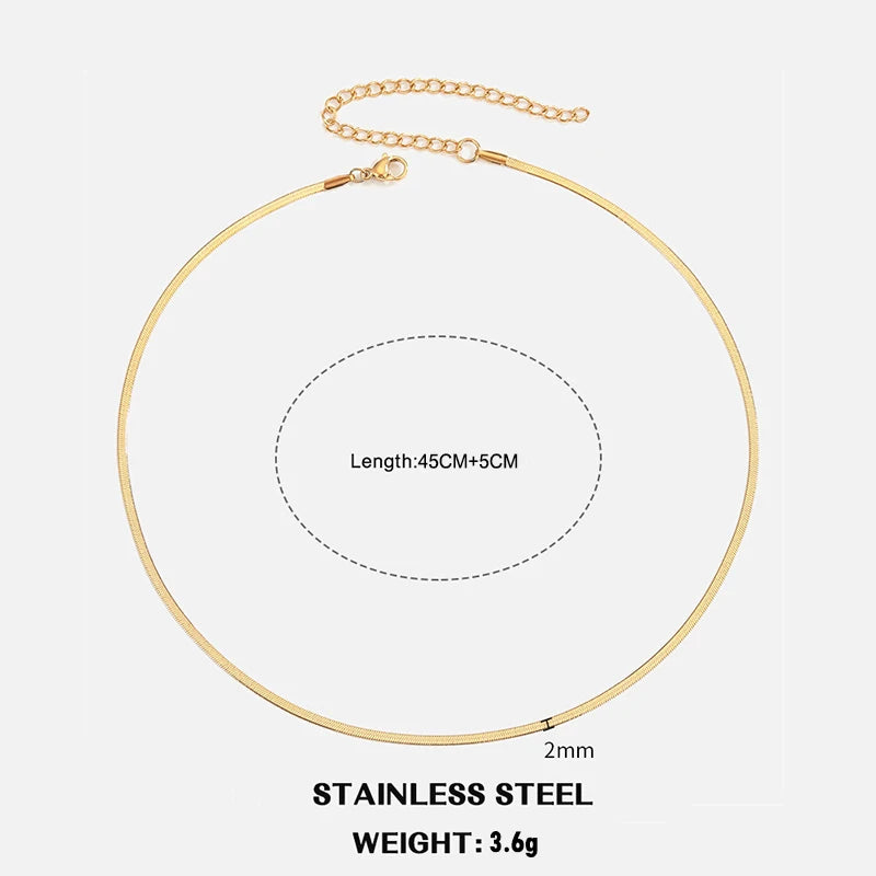 Elegant Stainless Steel Choker Necklace | Modern Herringbone Design in Gold and Silver Dam