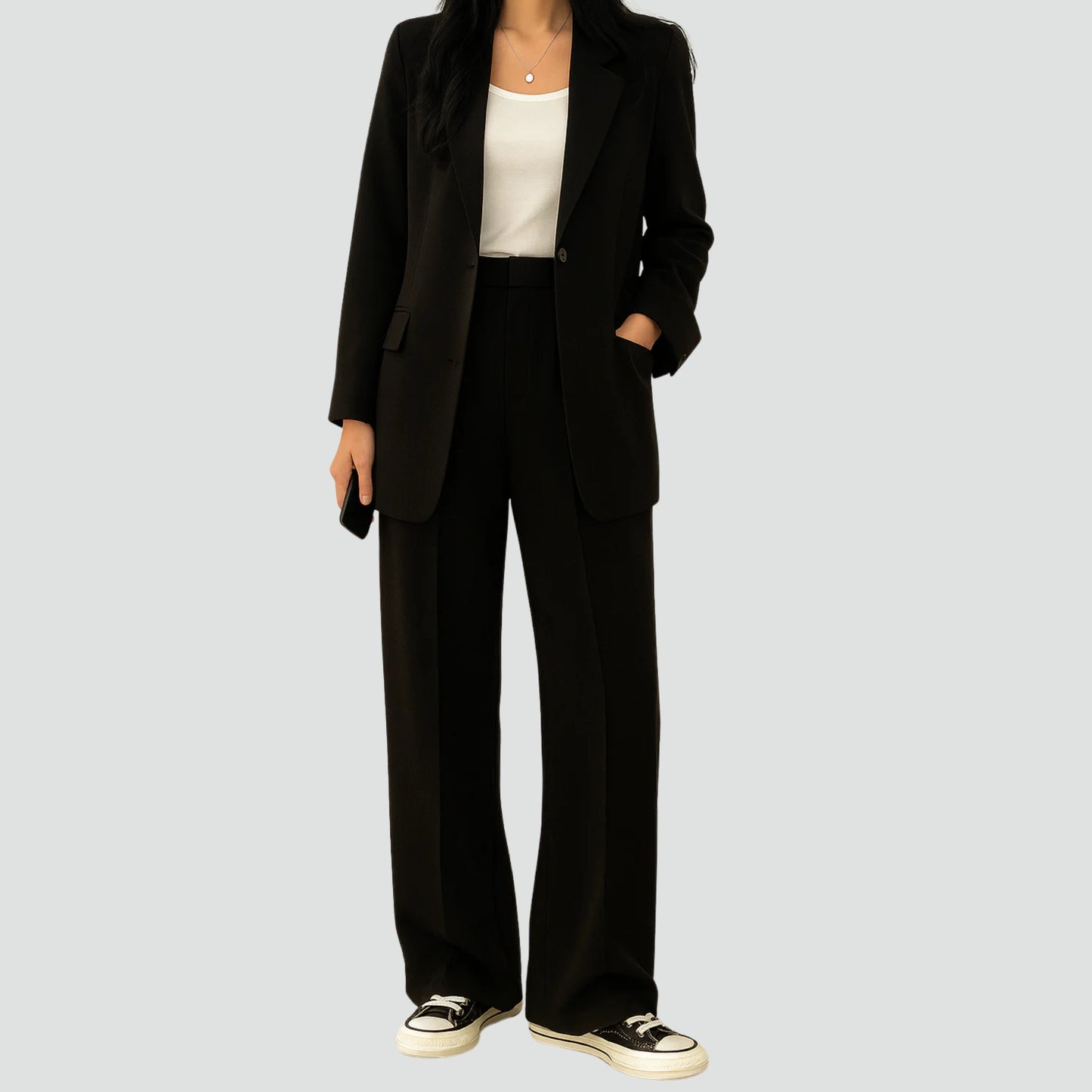 Elegant Byxdress för Dam – Blazer & Kostymbyxor 2-Delat Set