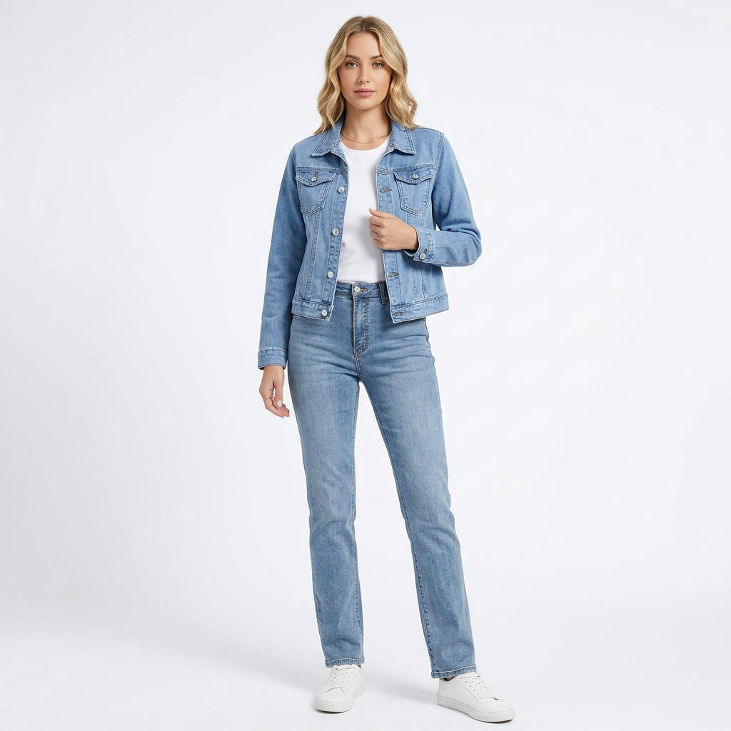 Dam Jeansjacka Slim Fit – Klassisk Denim Jacka med Knappar | S–XXL