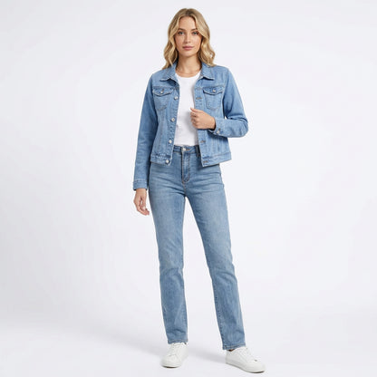 Dam Jeansjacka Slim Fit – Klassisk Denim Jacka med Knappar | S–XXL