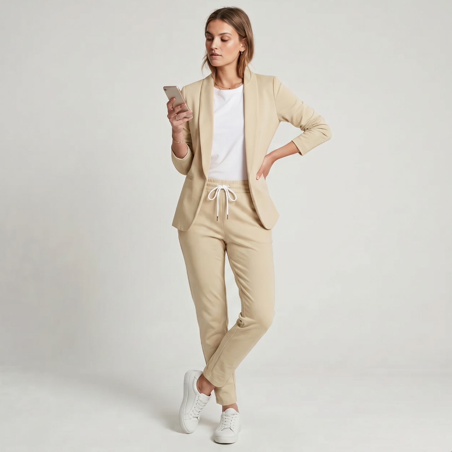 Dam Blazer & Byxset – Elegant Tvådelad Kostym för Kontor