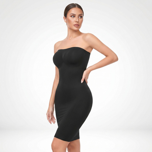 Shapewear Klänning Dam – Sömlös Body Shaper med Avtagbara Axelband – Formande Underklänning