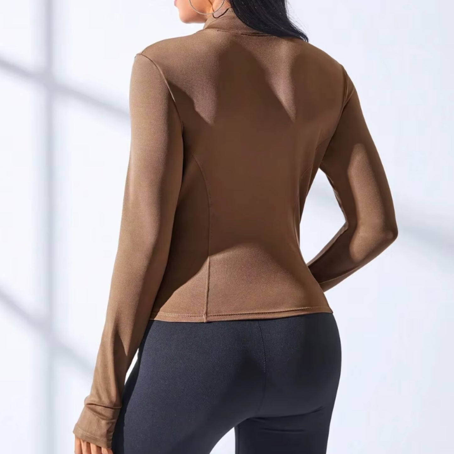 Slim Fit Träningsjacka Dam – Yoga Jacka Dragkedja – Stretch Sportjacka