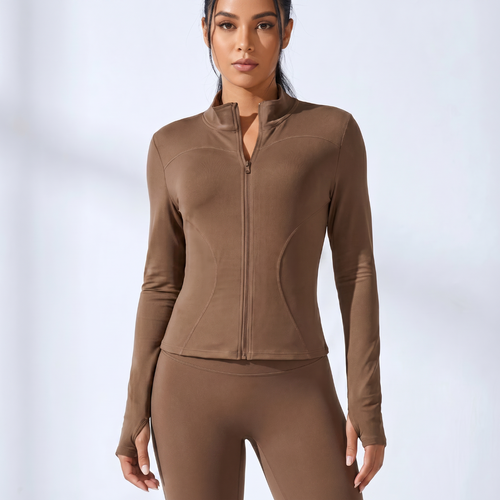 Slim Fit Träningsjacka Dam – Yoga Jacka Dragkedja – Stretch Sportjacka