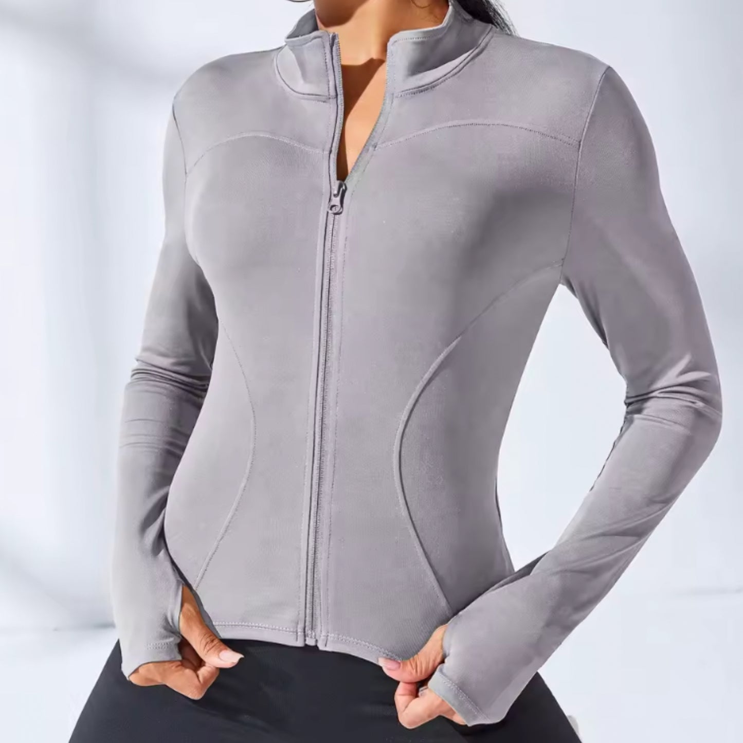 Slim Fit Träningsjacka Dam – Yoga Jacka Dragkedja – Stretch Sportjacka