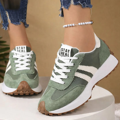 Retro Sneakers Dam med Plattform – Bekväma Vardagsskor i Patchwork Design