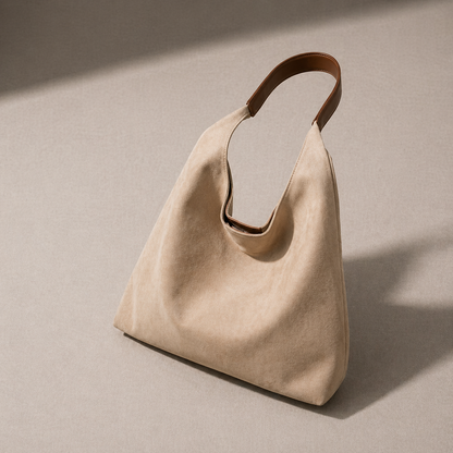 Dam Väska i Mocka Stil – Stor Axelväska med Hög Kapacitet Vintage Design