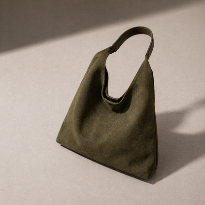 Dam Väska i Mocka Stil – Stor Axelväska med Hög Kapacitet Vintage Design