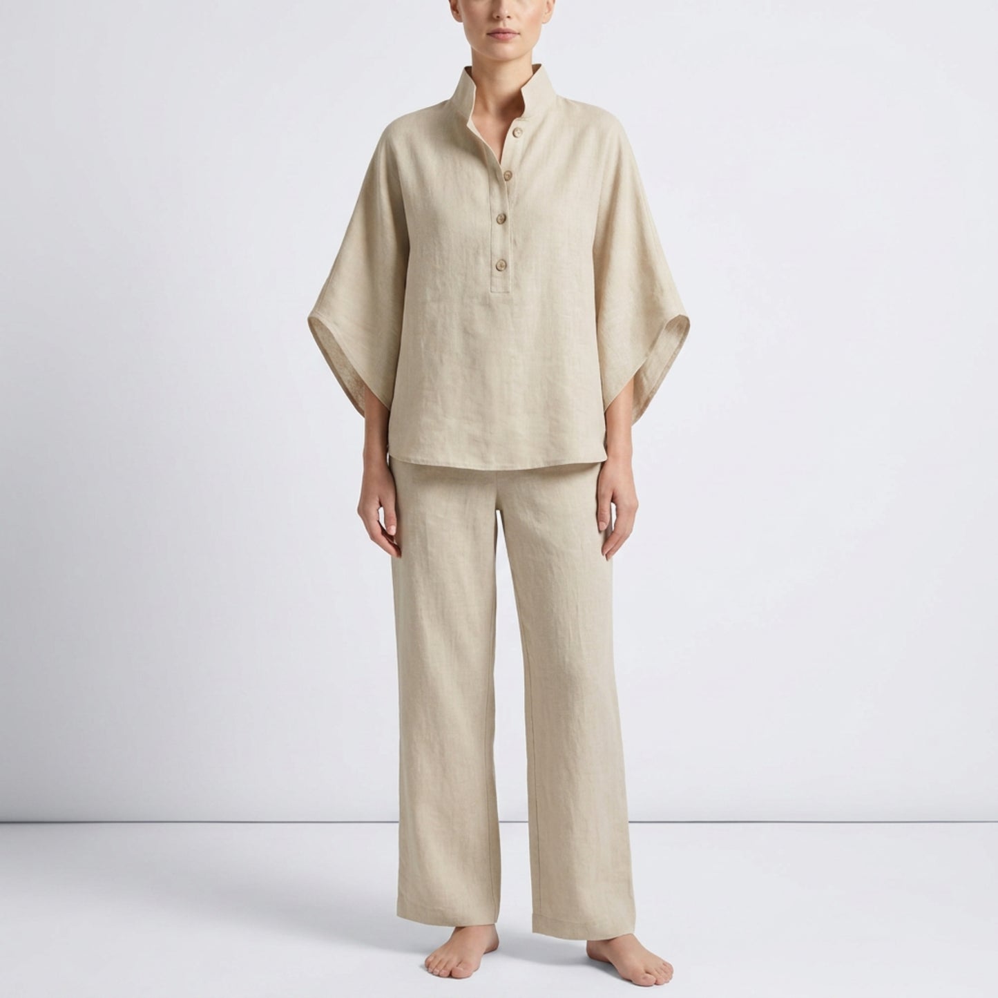 Dam 2-delat Set – Oversized Skjorta & Vida Byxor