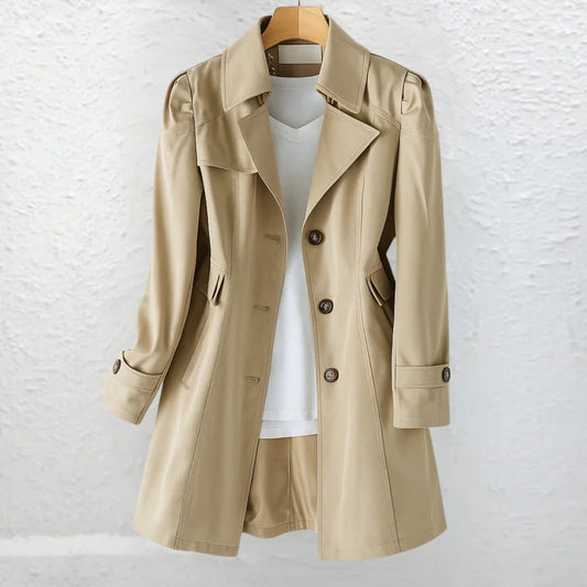Elegant Trenchcoat Dam – Jacka med Knappar & Stilren Passform