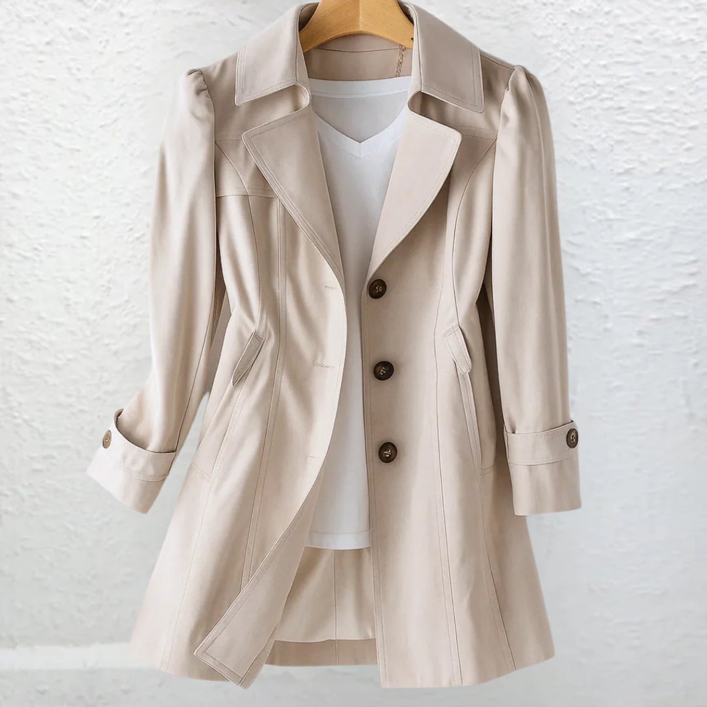 Elegant Trenchcoat Dam – Jacka med Knappar & Stilren Passform