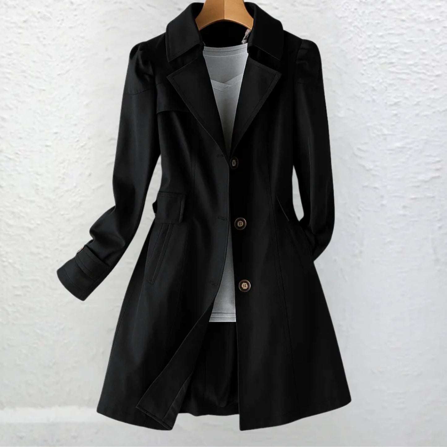 Elegant Trenchcoat Dam – Jacka med Knappar & Stilren Passform